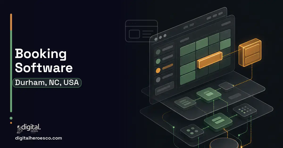 Booking Software product interface illustration for Durham, NC, USA.