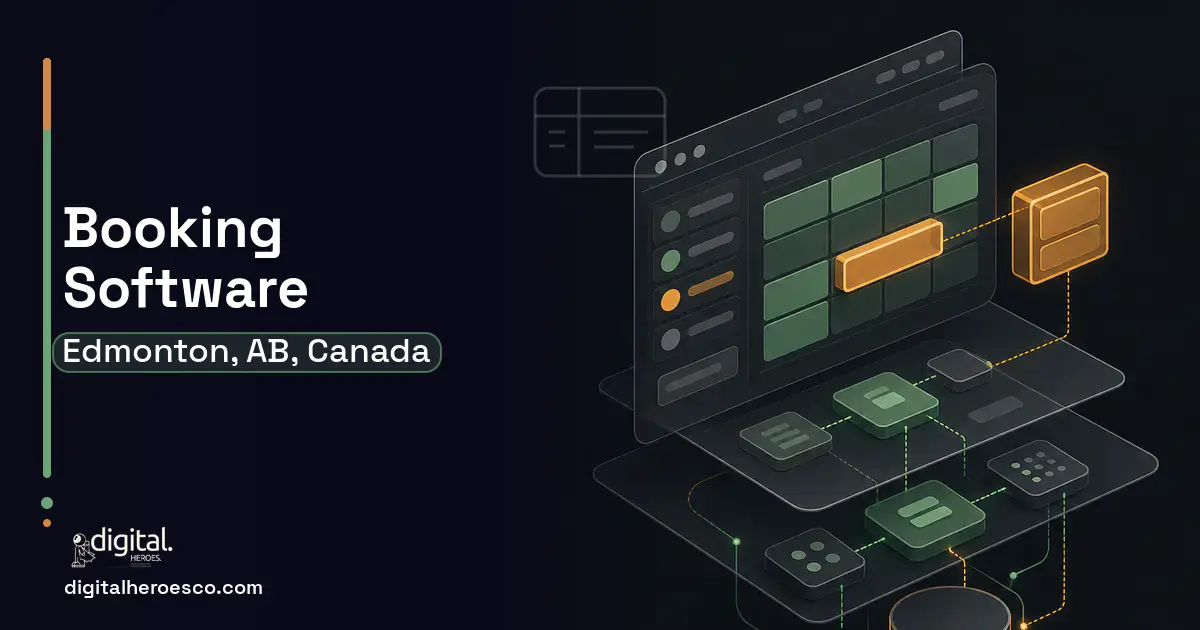 Booking Software product interface illustration for Edmonton, AB, Canada.