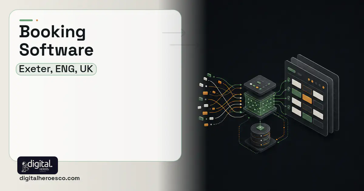 Booking Software workflow illustration for Exeter, ENG, UK.