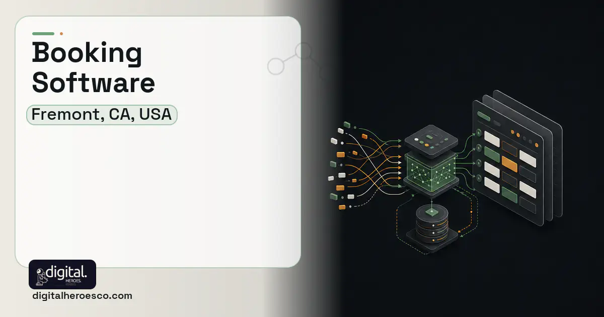Booking Software workflow illustration for Fremont, CA, USA.