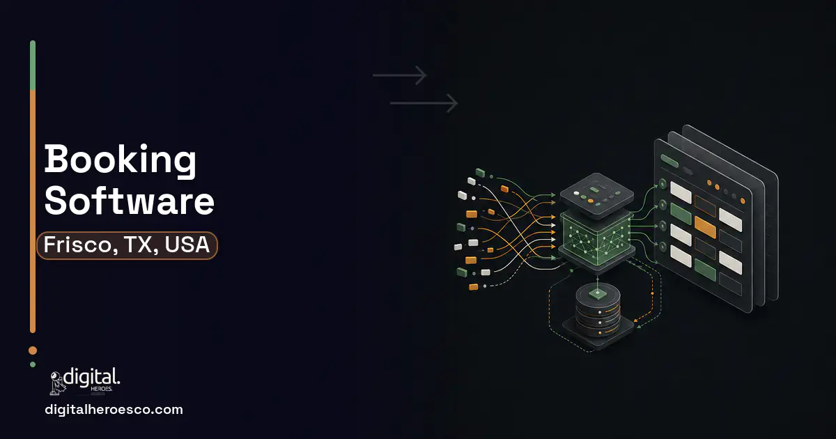 Booking Software workflow illustration for Frisco, TX, USA.