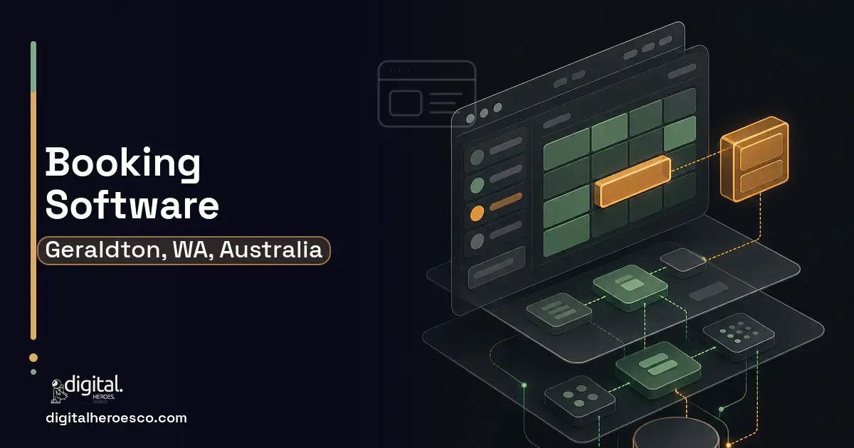 Booking Software product interface illustration for Geraldton, WA, Australia.