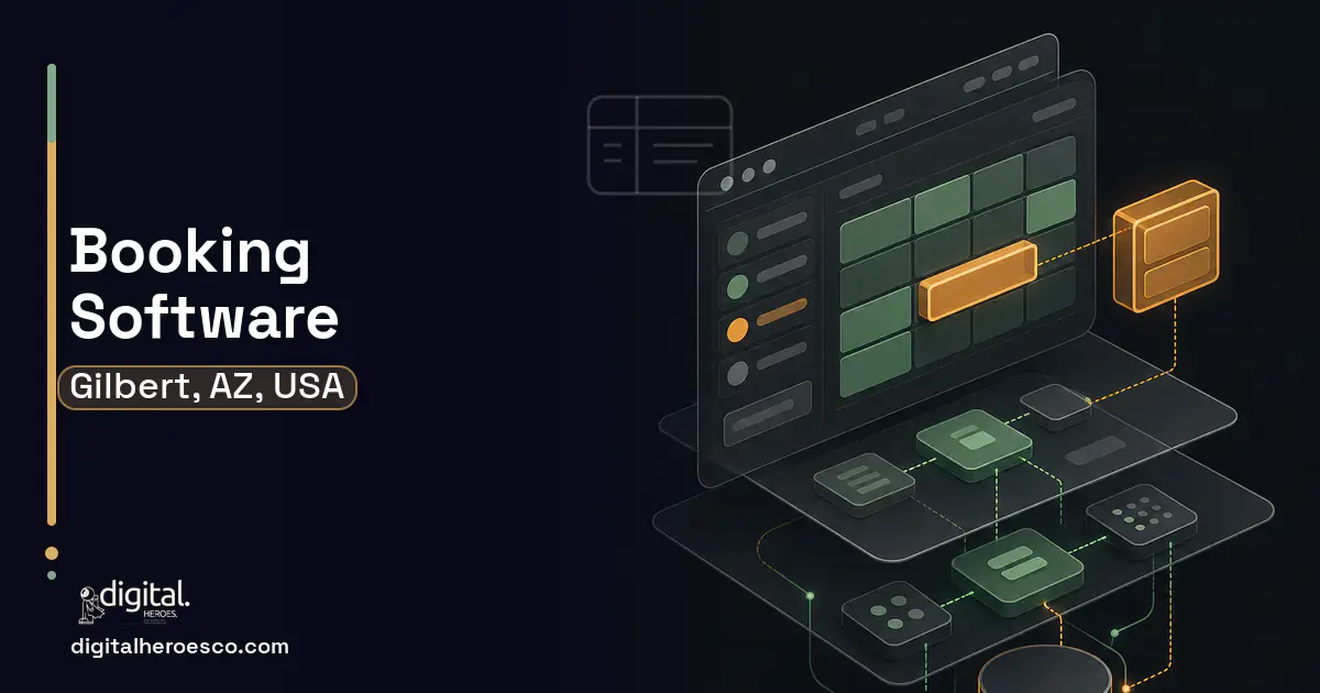 Booking Software product interface illustration for Gilbert, AZ, USA.