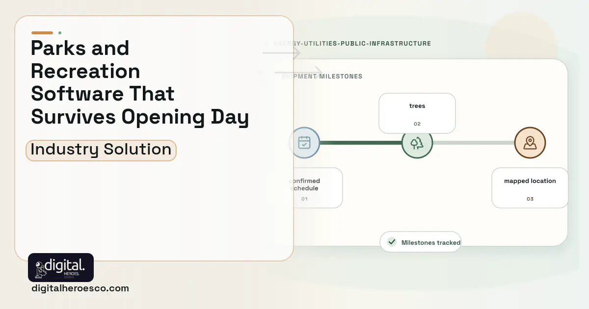 Parks Recreation software visual showing trees, confirmed schedule, and mapped location.