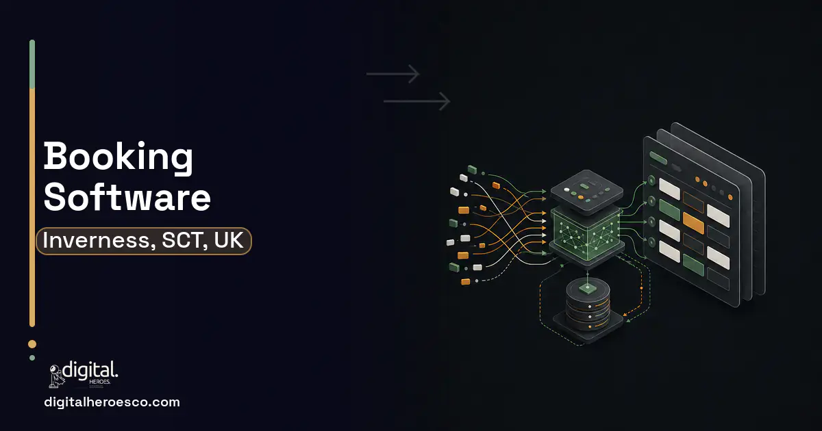 Booking Software workflow illustration for Inverness, SCT, UK.