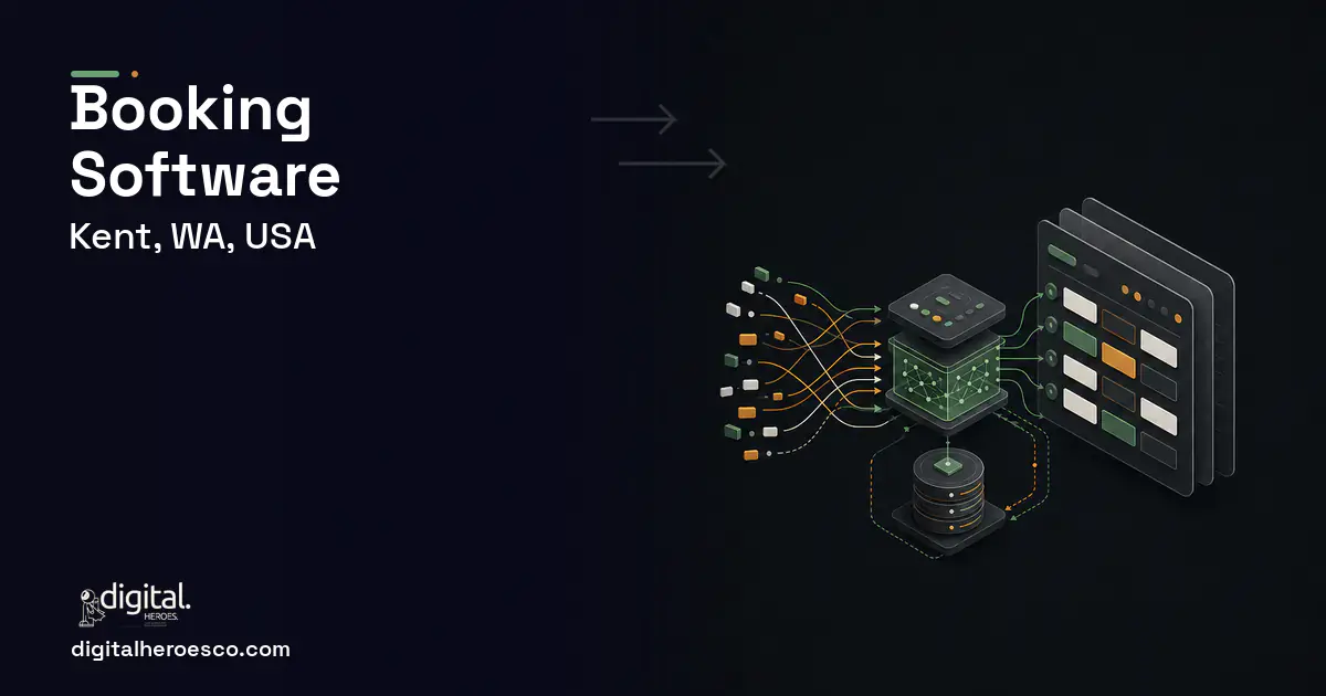 Booking Software workflow illustration for Kent, WA, USA.