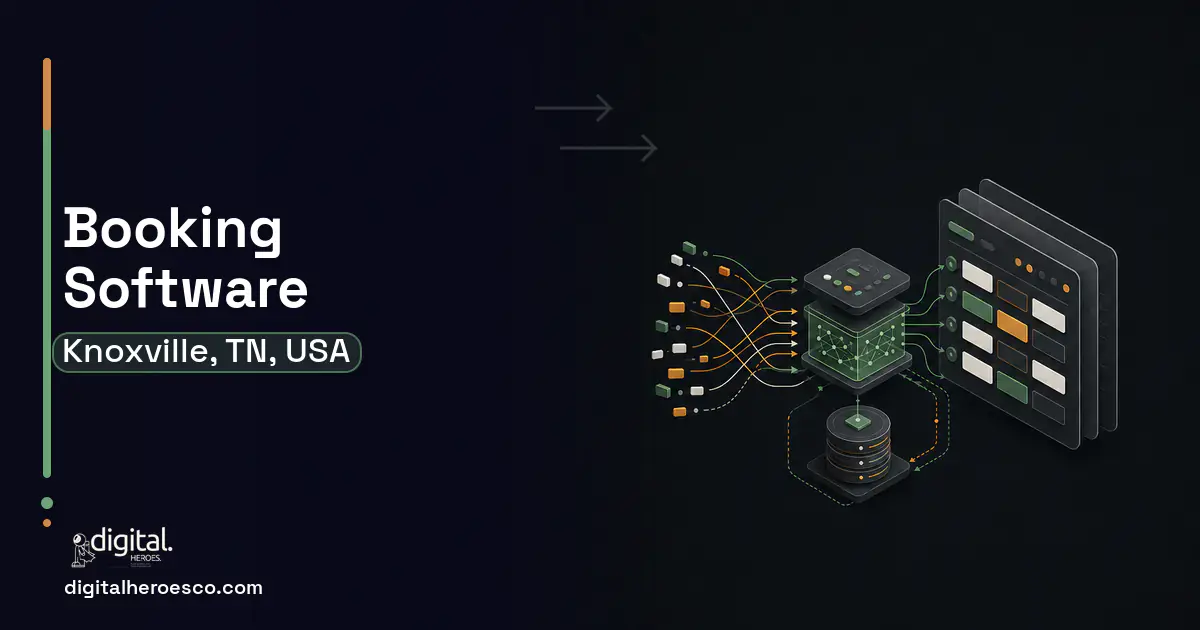 Booking Software workflow illustration for Knoxville, TN, USA.