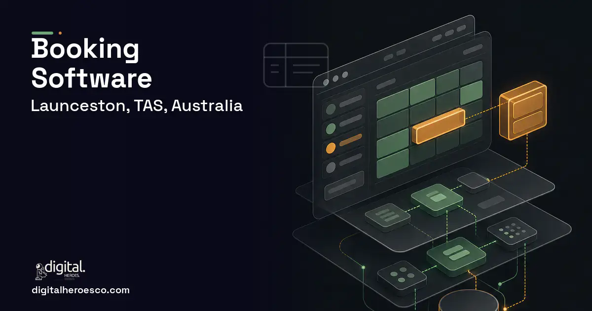 Booking Software product interface illustration for Launceston, TAS, Australia.