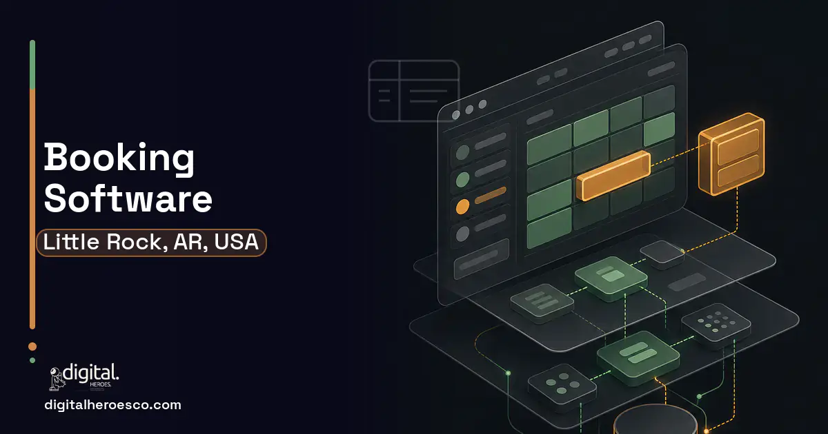 Booking Software product interface illustration for Little Rock, AR, USA.