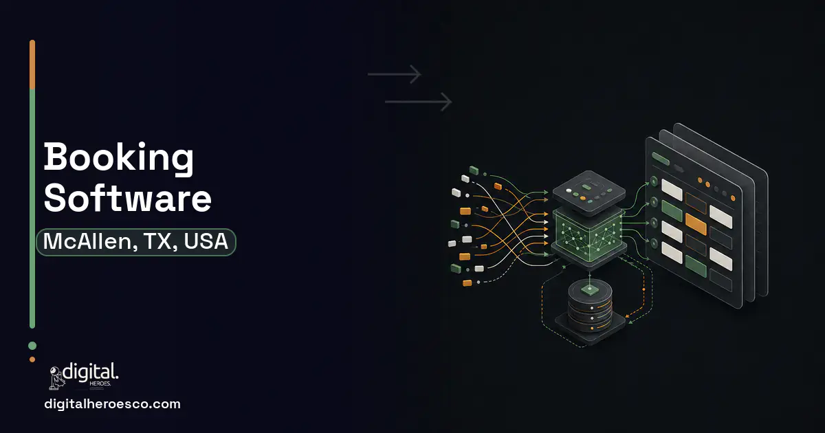 Booking Software workflow illustration for McAllen, TX, USA.