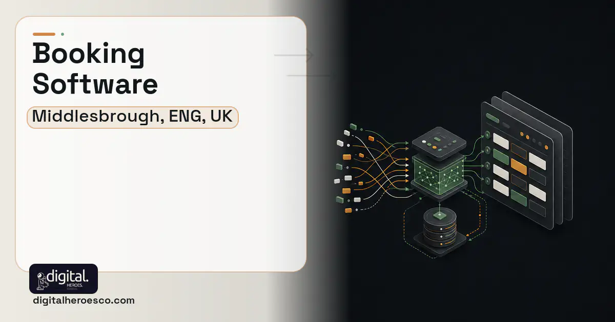 Booking Software workflow illustration for Middlesbrough, ENG, UK.