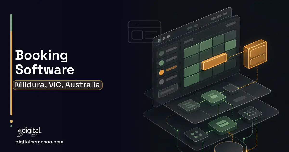 Booking Software product interface illustration for Mildura, VIC, Australia.