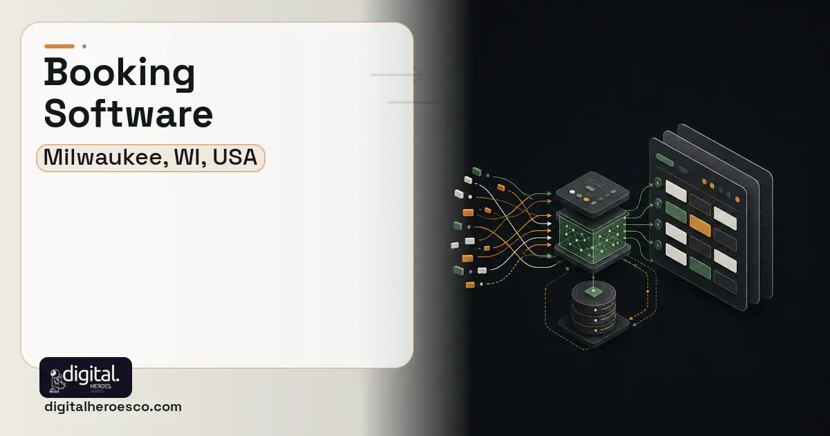 Booking Software workflow illustration for Milwaukee, WI, USA.