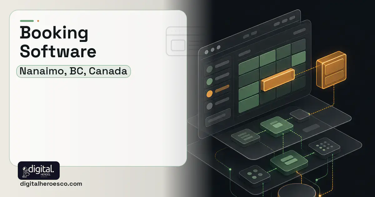 Booking Software product interface illustration for Nanaimo, BC, Canada.