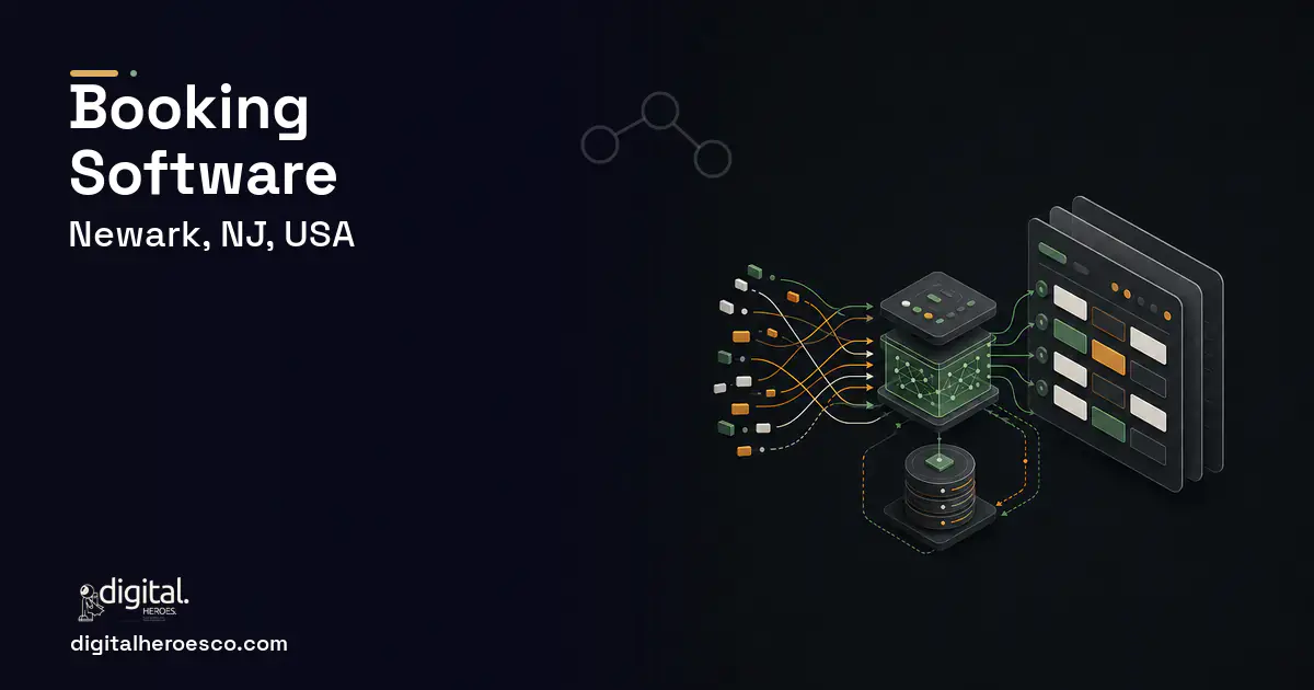 Booking Software workflow illustration for Newark, NJ, USA.