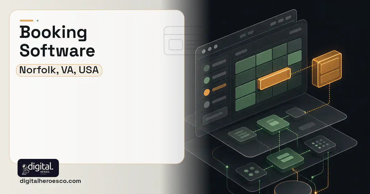 Booking Software product interface illustration for Norfolk, VA, USA.