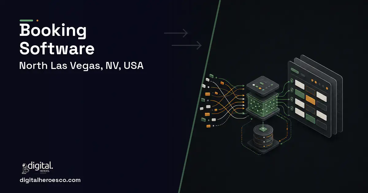 Booking Software workflow illustration for North Las Vegas, NV, USA.