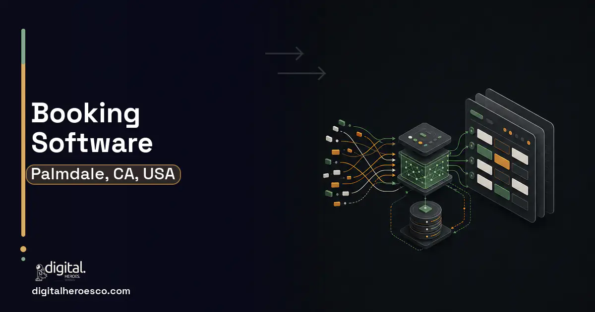 Booking Software workflow illustration for Palmdale, CA, USA.