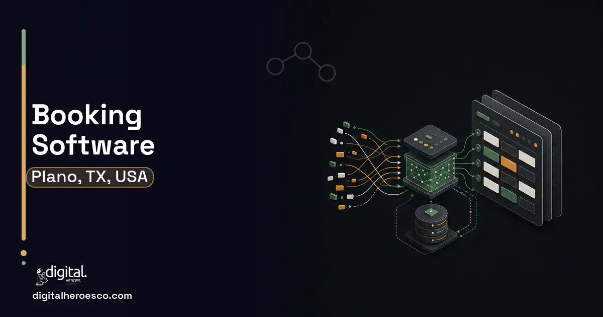 Booking Software workflow illustration for Plano, TX, USA.