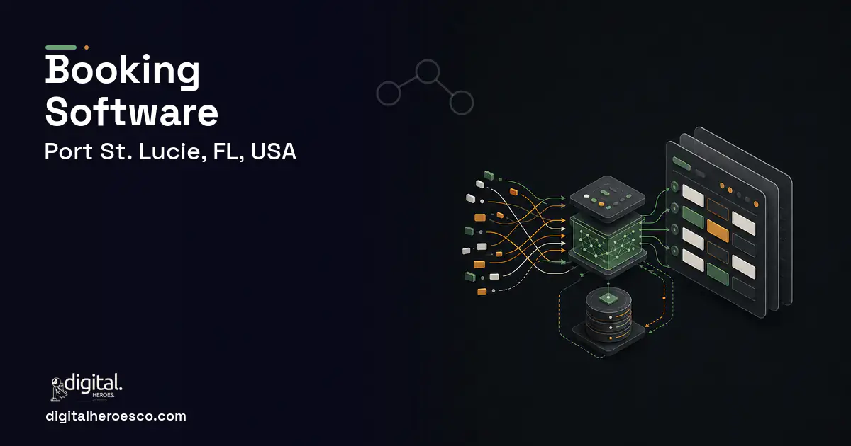 Booking Software workflow illustration for Port St. Lucie, FL, USA.