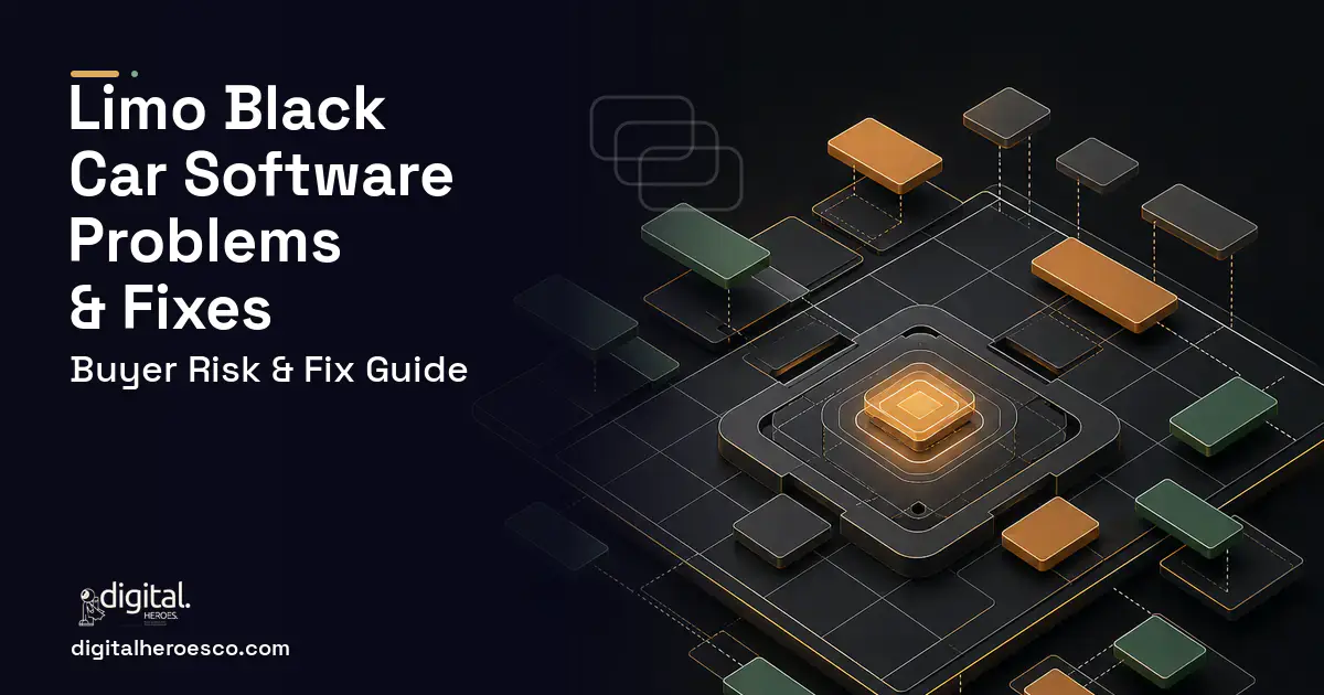 Limo Black CAR Software software overview illustration showing common problems and fixes.