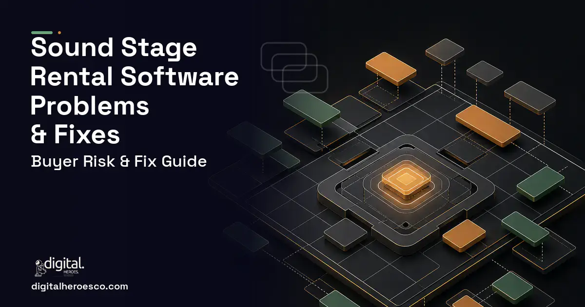 Sound Stage Rental Software software overview illustration showing common problems and fixes.