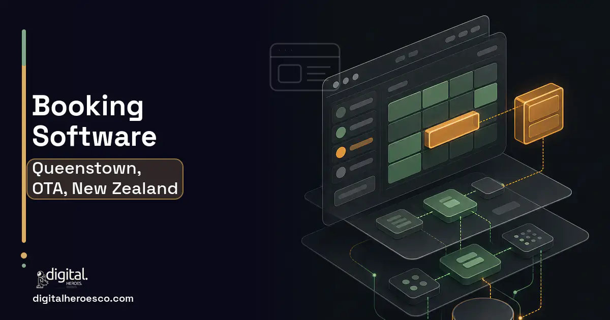 Booking Software product interface illustration for Queenstown, OTA, New Zealand.