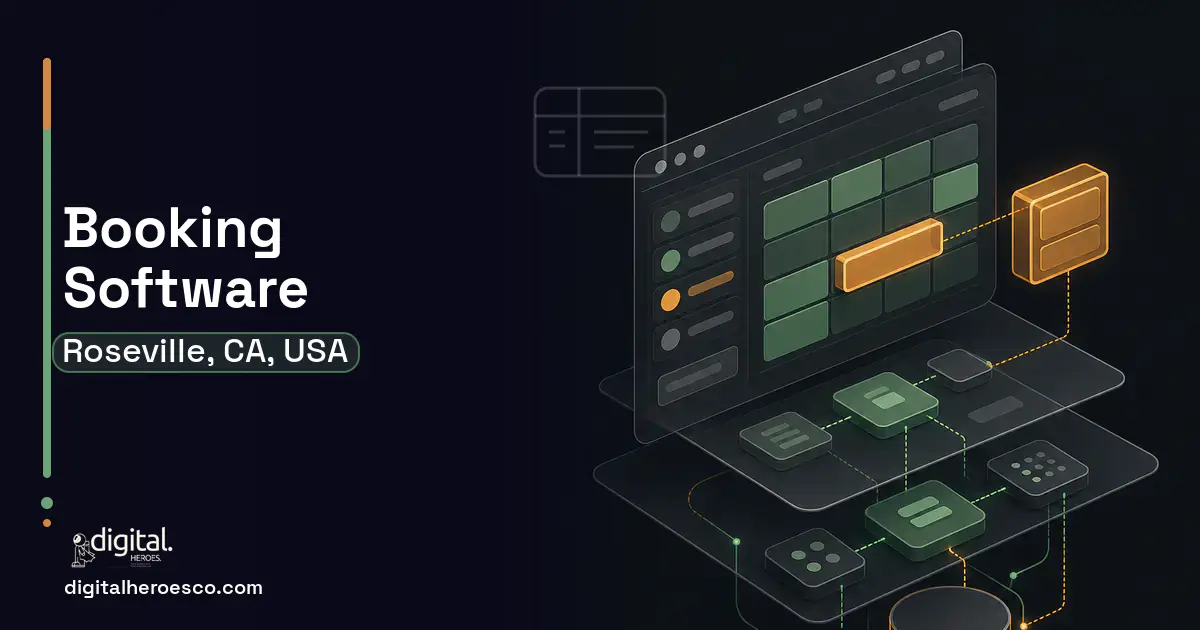 Booking Software product interface illustration for Roseville, CA, USA.