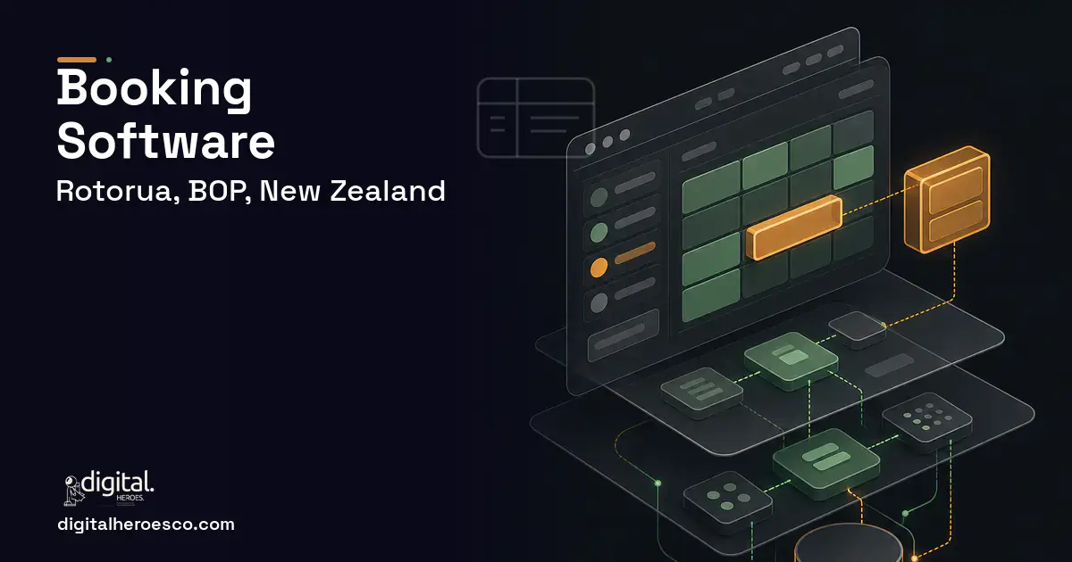 Booking Software product interface illustration for Rotorua, BOP, New Zealand.