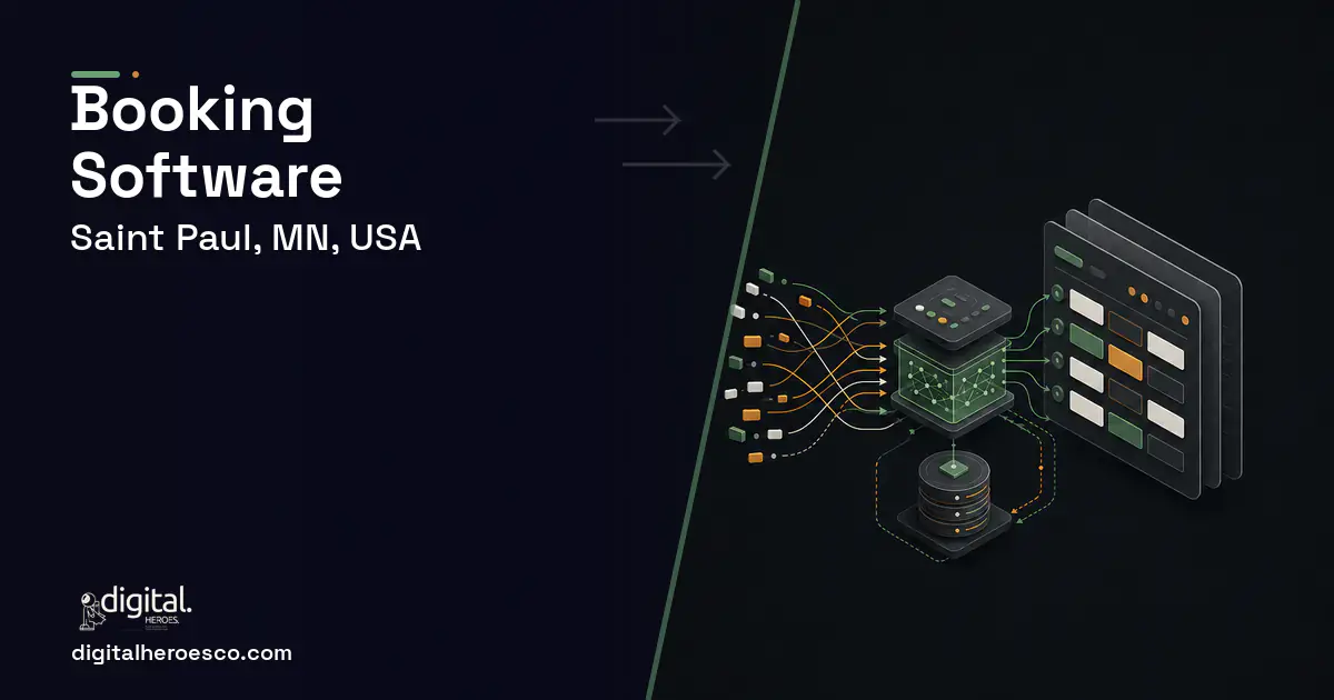 Booking Software workflow illustration for Saint Paul, MN, USA.