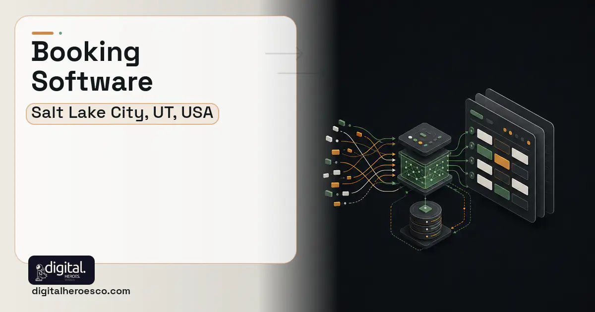 Booking Software workflow illustration for Salt Lake City, UT, USA.