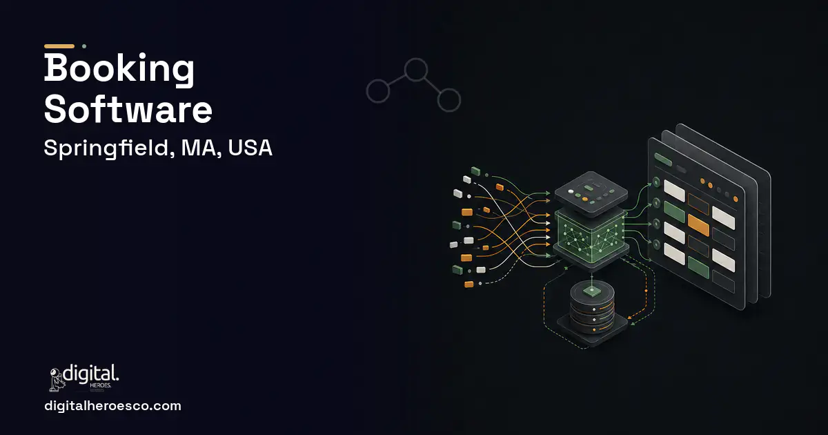 Booking Software workflow illustration for Springfield, MA, USA.