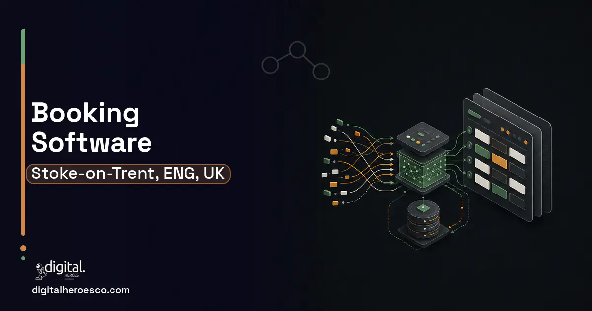 Booking Software workflow illustration for Stoke-on-Trent, ENG, UK.