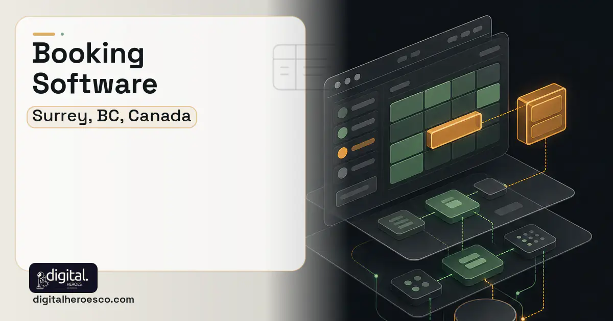Booking Software product interface illustration for Surrey, BC, Canada.