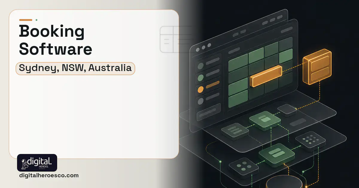 Booking Software product interface illustration for Sydney, NSW, Australia.
