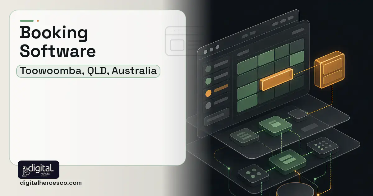 Booking Software product interface illustration for Toowoomba, QLD, Australia.