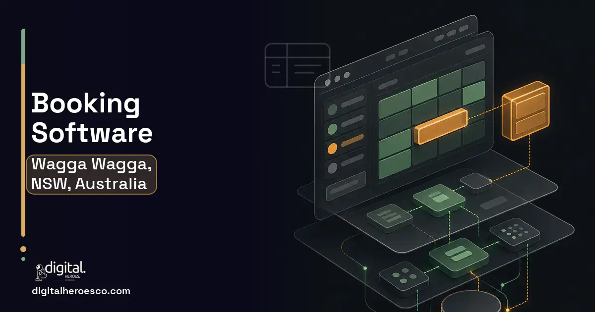 Booking Software product interface illustration for Wagga Wagga, NSW, Australia.