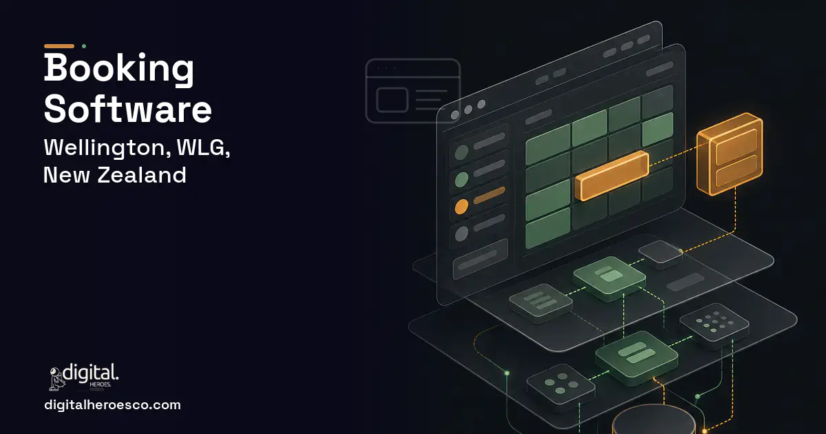 Booking Software product interface illustration for Wellington, WLG, New Zealand.