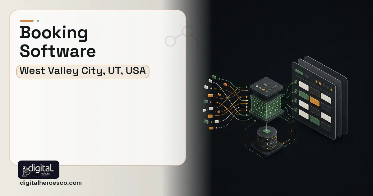 Booking Software workflow illustration for West Valley City, UT, USA.