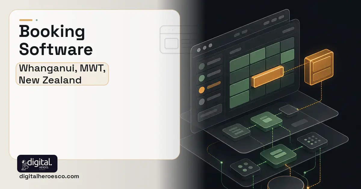 Booking Software product interface illustration for Whanganui, MWT, New Zealand.