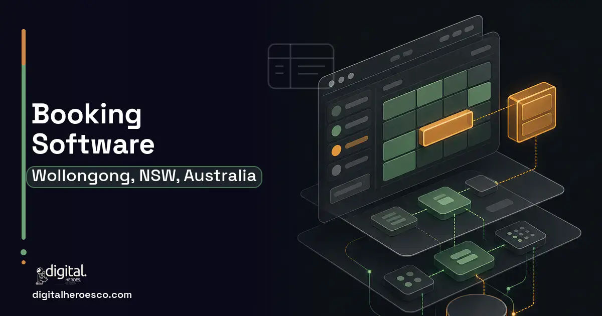 Booking Software product interface illustration for Wollongong, NSW, Australia.