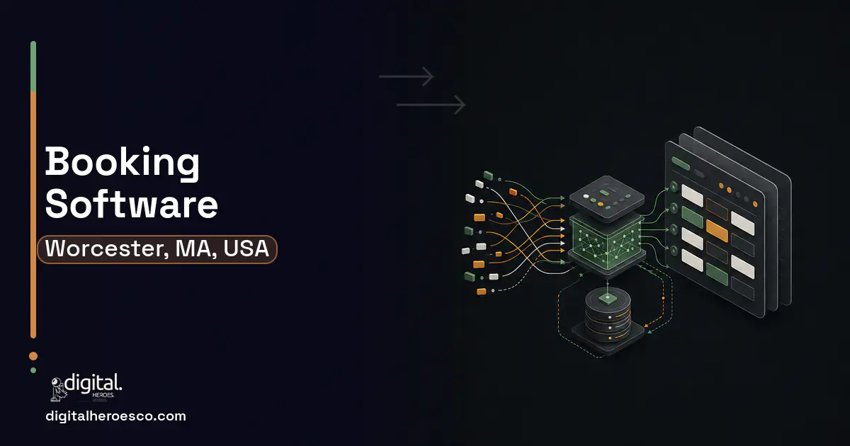 Booking Software workflow illustration for Worcester, MA, USA.