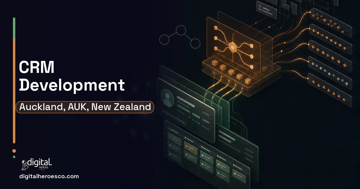 CRM Development workflow illustration for Auckland, AUK, New Zealand.