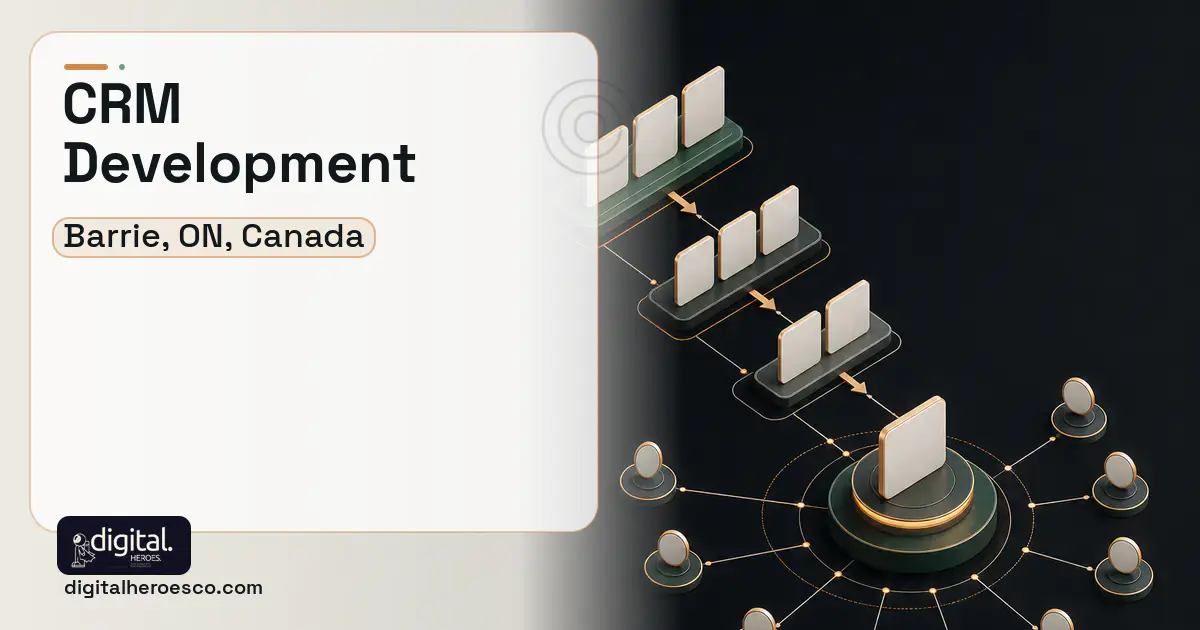 CRM Development software overview illustration for Barrie, ON, Canada.