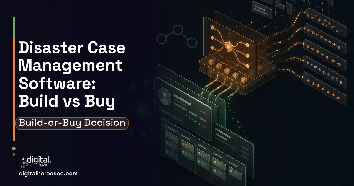 CRM Development workflow illustration for Disaster Case Management Software Build vs Buy Guide.