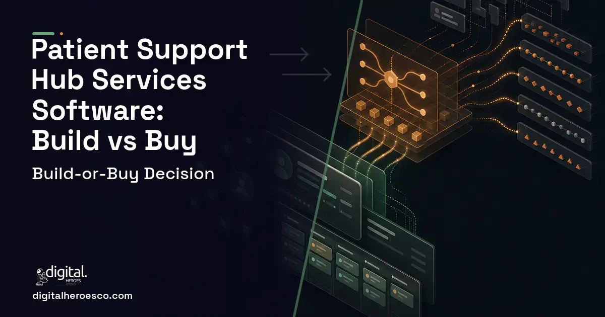 CRM Development workflow illustration for Patient Support HUB Services Software Build vs Buy Guide.