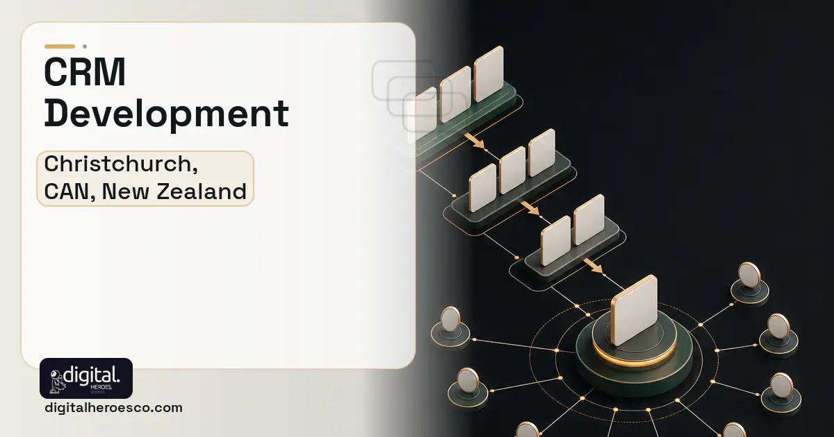 CRM Development software overview illustration for Christchurch, CAN, New Zealand.