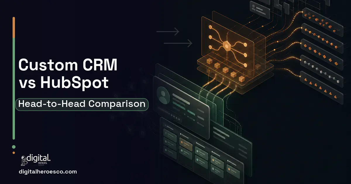 CRM Development workflow illustration for Custom CRM vs HubSpot.