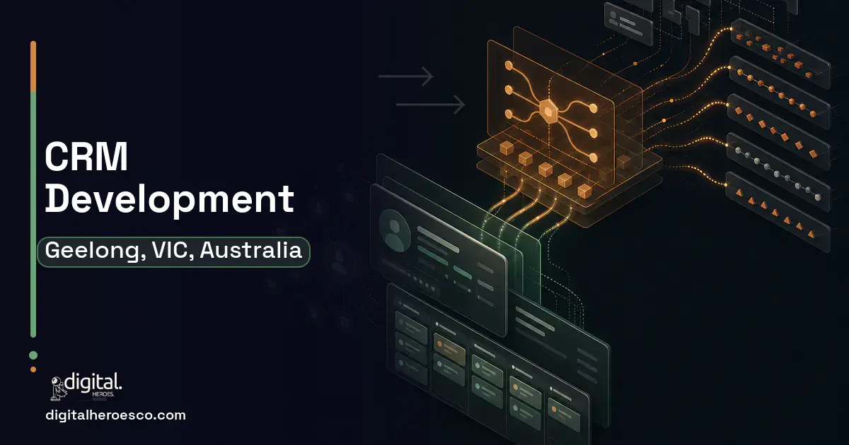 CRM Development workflow illustration for Geelong, VIC, Australia.