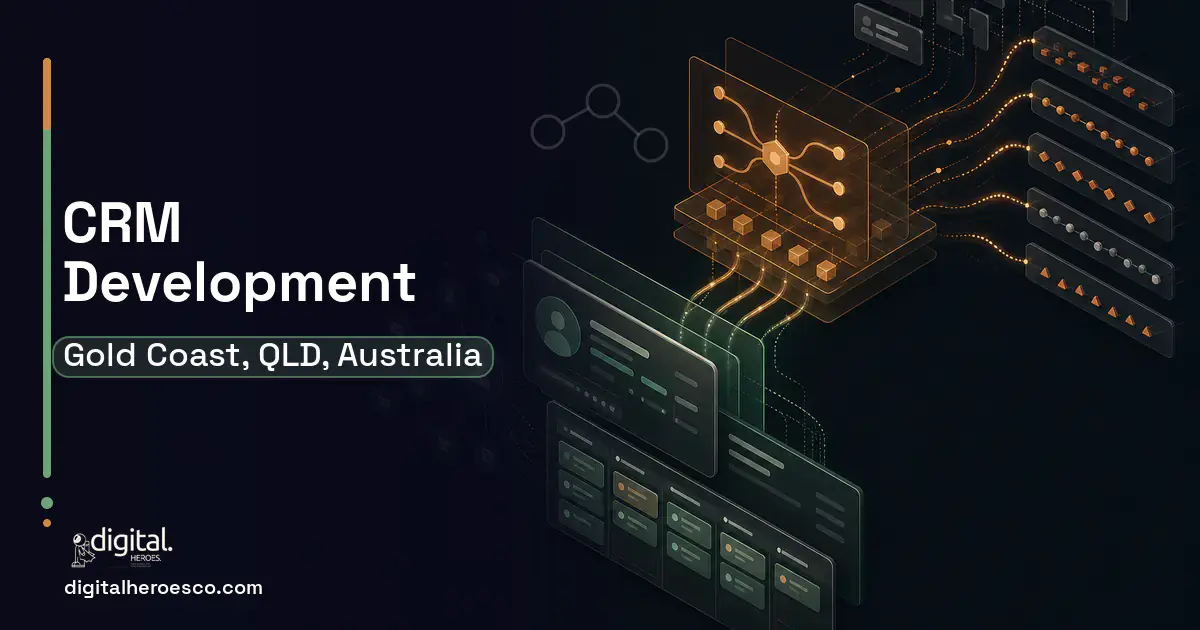 CRM Development workflow illustration for Gold Coast, QLD, Australia.